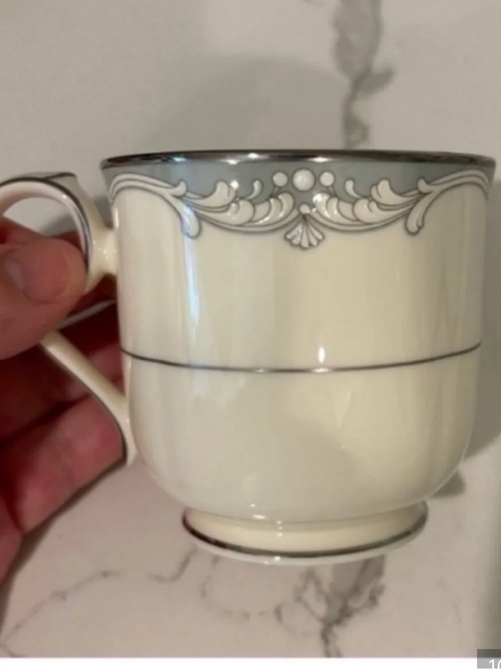 Vintage Noritake Cousteau Bone China Teacup and Saucer Set Off White Grey Japan